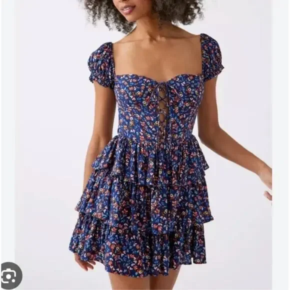 Bardot Sonny Floral Mini Dress Size Large US 8 - Picture 2 of 13